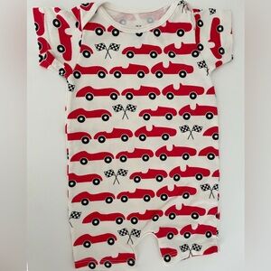 Red and White race car Baby Romper